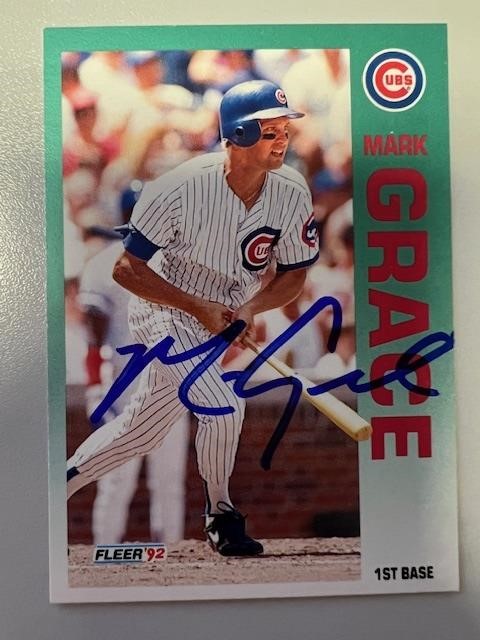 Cubs Mark Grace Signed Card with COA