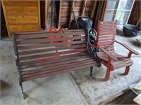 Outdoor Bench w/ Cast Ends, Folding Chair