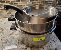 GROUP OF STAINLESS POTS AND PANS