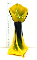 Murano 7in yellow/green/blue jack in pulpit vase