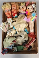 VINTAGE PUPPETS & FARM TRACTOR TRAY LOT