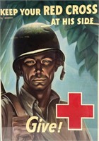 Whitman Vintage WWII Red Cross Give Poster