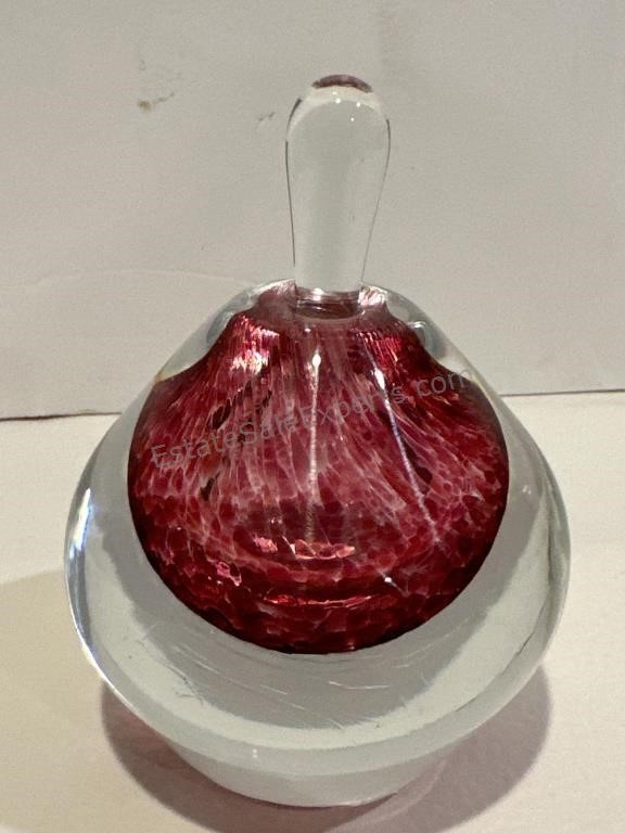 Art Glass Perfume Bottle with Dabber Signed