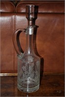 Glass decanter, etched