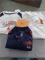 Three Illini golf shirts, size large