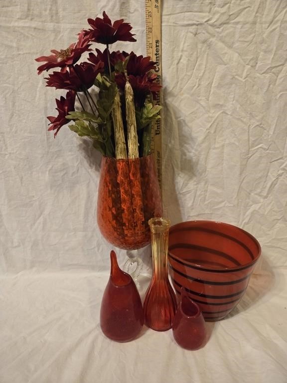 Vintage Amberina Orange/ Yellow Vase & Vases