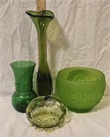 Vintage Green Swung Vase, Westmoreland Dish & More