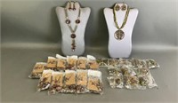 Gold Tone Beaded Fashion Necklace & Earring Sets