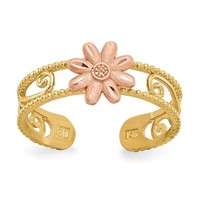 14,Kt Two-tone Flower Toe Ring