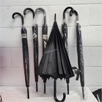 6 Tall Black Umbrellas with Hook Handles -ZA
