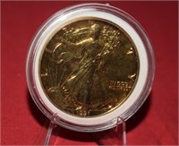 1991 Gold Plated Silver Eagle Dollar  1oz Silver
