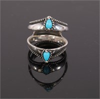 STERLING & TURQUOISE DOUBLE RING
