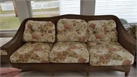Brown Resin Wicker-Look Sofa with Cushions
