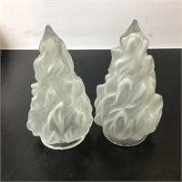 PAIR GLASS FLAME LAMPSHADES