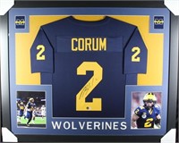 Autographed Blake Corum Custom Framed Jersey