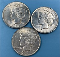 3 Peace dollars: 1922 x 3       (33)