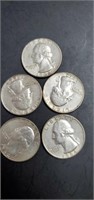 5 - 1960's silver quarters