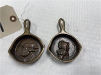 2-Decorative Mini Cast Iron Skillets Amish Couple
