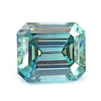 APPR $5500 15.95 Ct Emerald Moissanite Fancy Blue