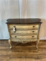 Vintage Rustic Finish French Leg 3 Drawer Chest
