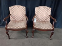 PAIR OF WALNUT ARMCHAIRS