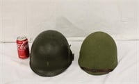 2 WWII / Korea Helmet w/ Fiber Glass Liner