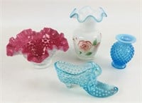 (4) Fenton Art Glass Vases & Bowl