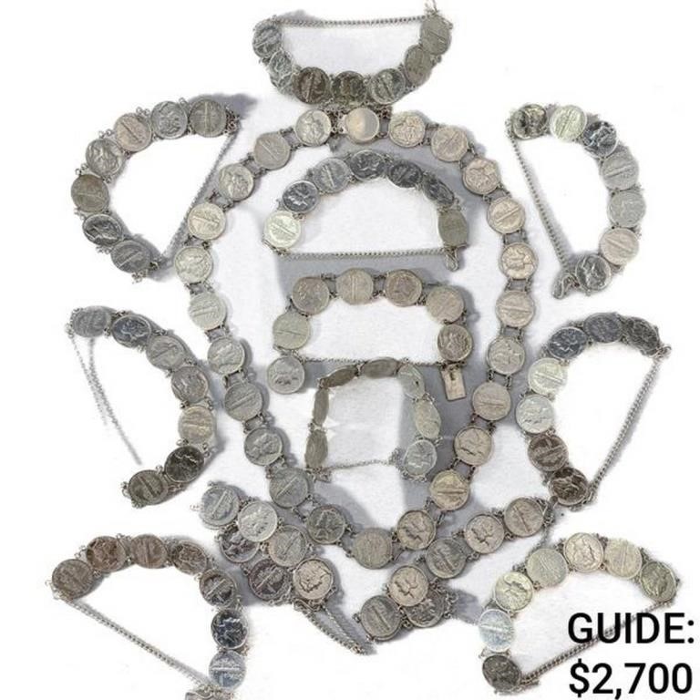 1938-1946 Mercury Dime Bracelets & Necklace (108