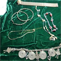 Vintage Charm Bracelet, Necklaces, Earrings