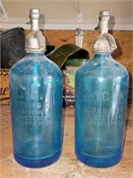 2 Blue Seltzer Bottles
