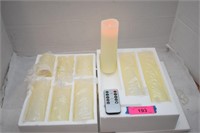 Nine Flameless Candles w/Remote. NIB