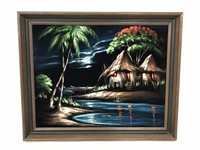 Wood framed velvet landscape portrait