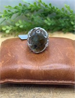 Size 10 Sterling Silver Oval Labradorite Ring.