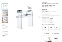 W548  Ivinta Glass Console Table Narrow Storage