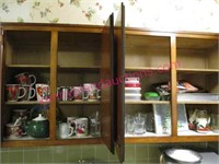 2 kitchen cabinets (coffee mugs -teapot -misc)