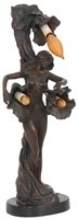 R. Larche Bronze Art Nouveau Figural Lamp