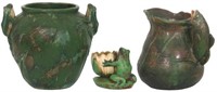3 Weller Fish & Frog Pottery Items