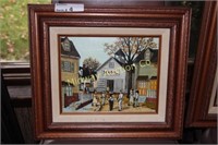 10X12 INCH FRAMED HARGROVE OIL ON CANVAS OF SCHOOL