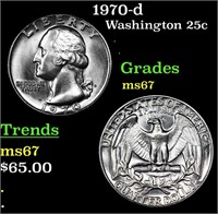 1970-d Washington Quarter 25c Grades GEM++ Unc