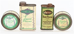 4- LINCOLN POLISH METAL CANS