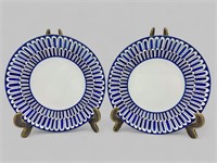 PAIR OF HERMES "BLEUS D'AILLEURS" DESSERT PLATES