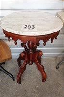 Marble Top 22" Round Cherry Table - 29"H (U236)