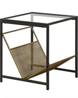 Side table w/ gold mesh storage shelf