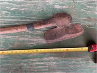 Antique broad hewing axe ax wedge shaped head