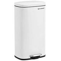 8-Gallon Trash Can, Stainless Steel, w Hinged Lid
