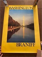 Braniff Airways WASHINGTON DC Travel Poster 1980's