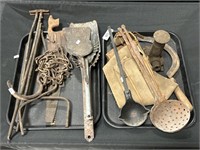 Antique Primitive Tools, Ladle, Saws.
