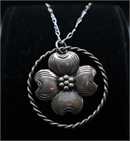 Sterling Dogwood Pendant on Chain
