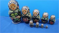 Russian Wooden Nesting Dolls-Handpainted