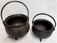 Two Antique Iron Kettles